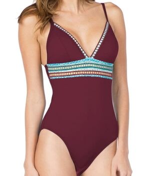 La Blanca Running Stitch One-piece Swimsuit Sz 4